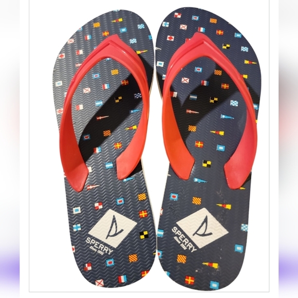 New Sperry Women's Flip Flop Red Navy Nautical Thong Sandal Beach Pool Slip On 6 - Picture 4 of 6